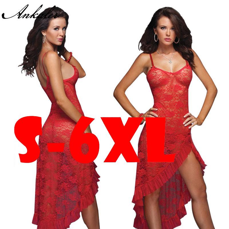 2020 Lingere Exotic Women's Sexy Lingerie Dress 6Xl Plus Size Lace Silks Halter Sexy Nightwear