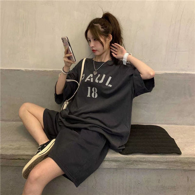 Women Loose Sportswear Set Summer Casual Clothes Short Sleeved Print Tops Pant Suit Female Letter T-Shirt Shorts Matching Outfit