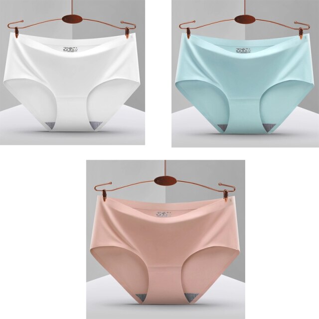 2020 3Pcs Sexy Women Briefs Set Seamless Cotton Panty Underwear Solid Mid-Waist