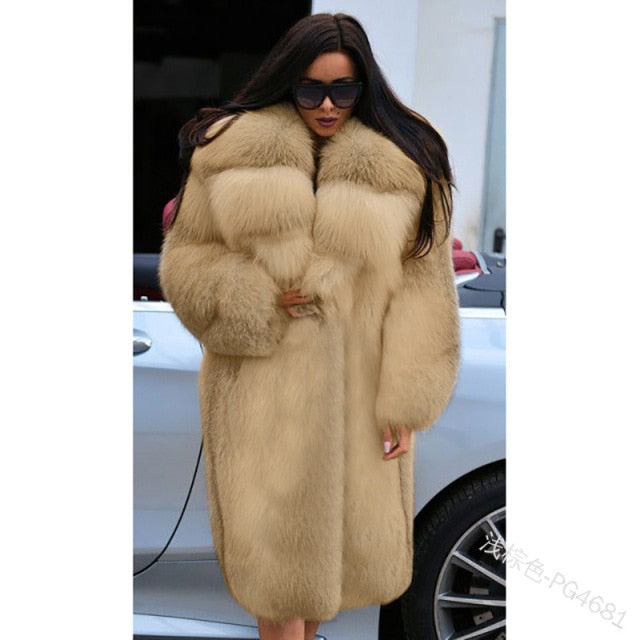 Women Autumn winter 2020 new wear hooded long fashion fur