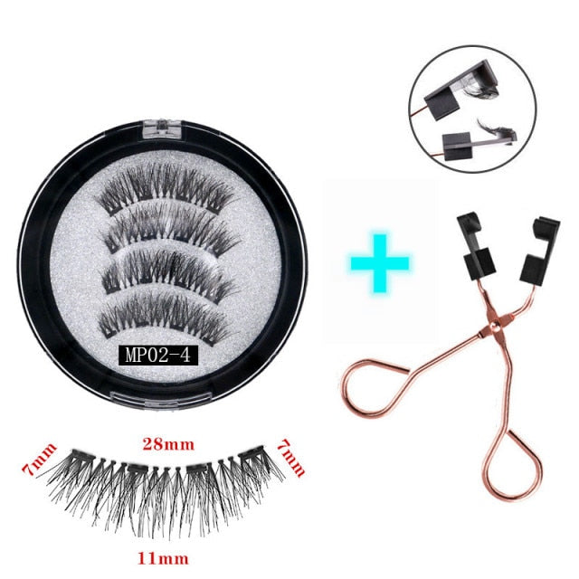 3D magnetic eyelashes with 3/4 magnets handmade makeup mink extended false eyelashes reusable