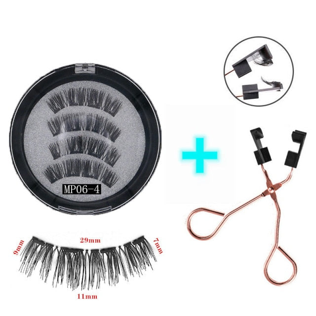 3D magnetic eyelashes with 3/4 magnets handmade makeup mink extended false eyelashes reusable