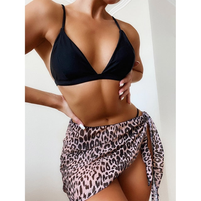 2021 Sexy Three Pieces Bikini Set With Skirt Swimsuit Swimwear Bathing Suits