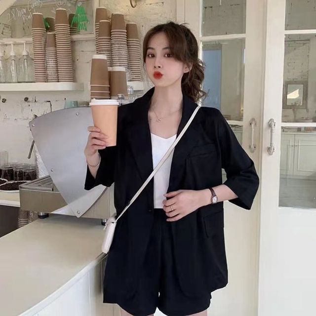New Summer Casual Loose Shorts Set 2 Piece Set Women Suit Blazer and Pants Office Top Suit for Women  Business Women Outfits