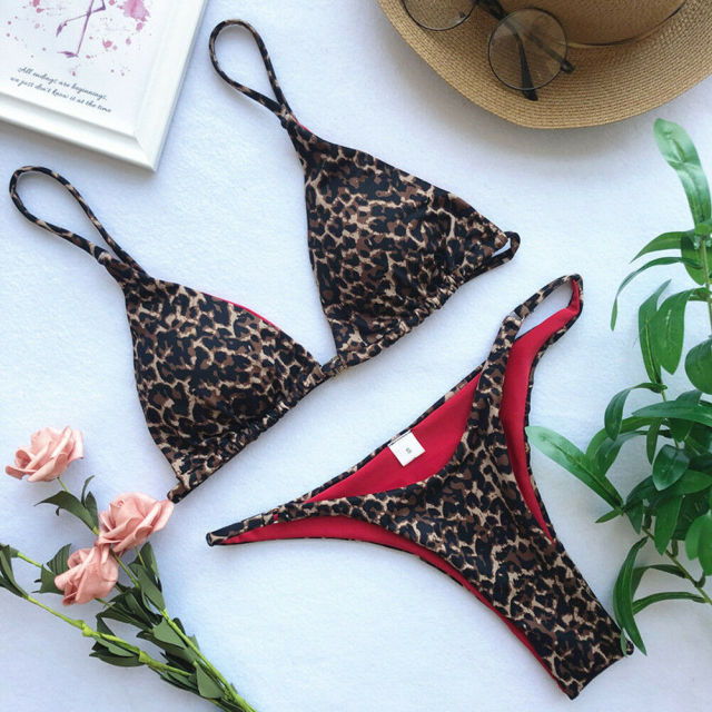 New 2pc Women Swimsuit Sexy Leopard Bikini 2019 Summer Beach Bikini Swimwear